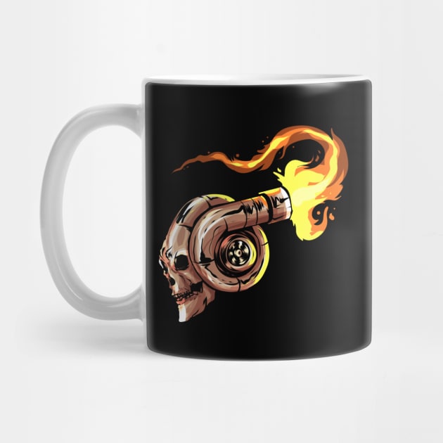 Turbocharger Skull with Fire Turbo Car Boost Tuner Tuning by ChrisselDesigns